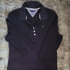 Tommy Hilfiger Black Polo Shirt Classic Knit Design